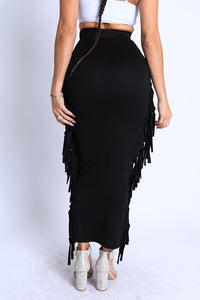 Tassel Maxi Skirt- Black