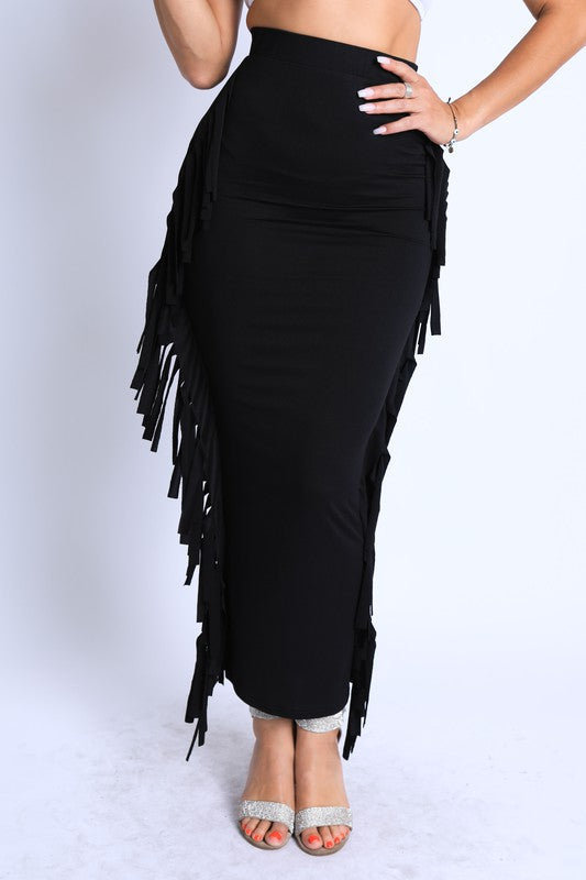 Tassel Maxi Skirt- Black