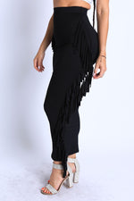 Load image into Gallery viewer, Tassel Maxi Skirt- Black
